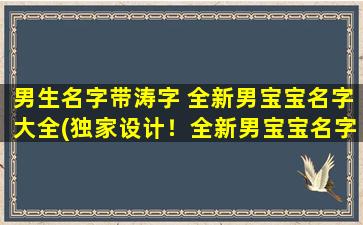 男生名字带涛字 全新男宝宝名字大全(独家设计！全新男宝宝名字大全，涛字名闻海内，起名不二选！)